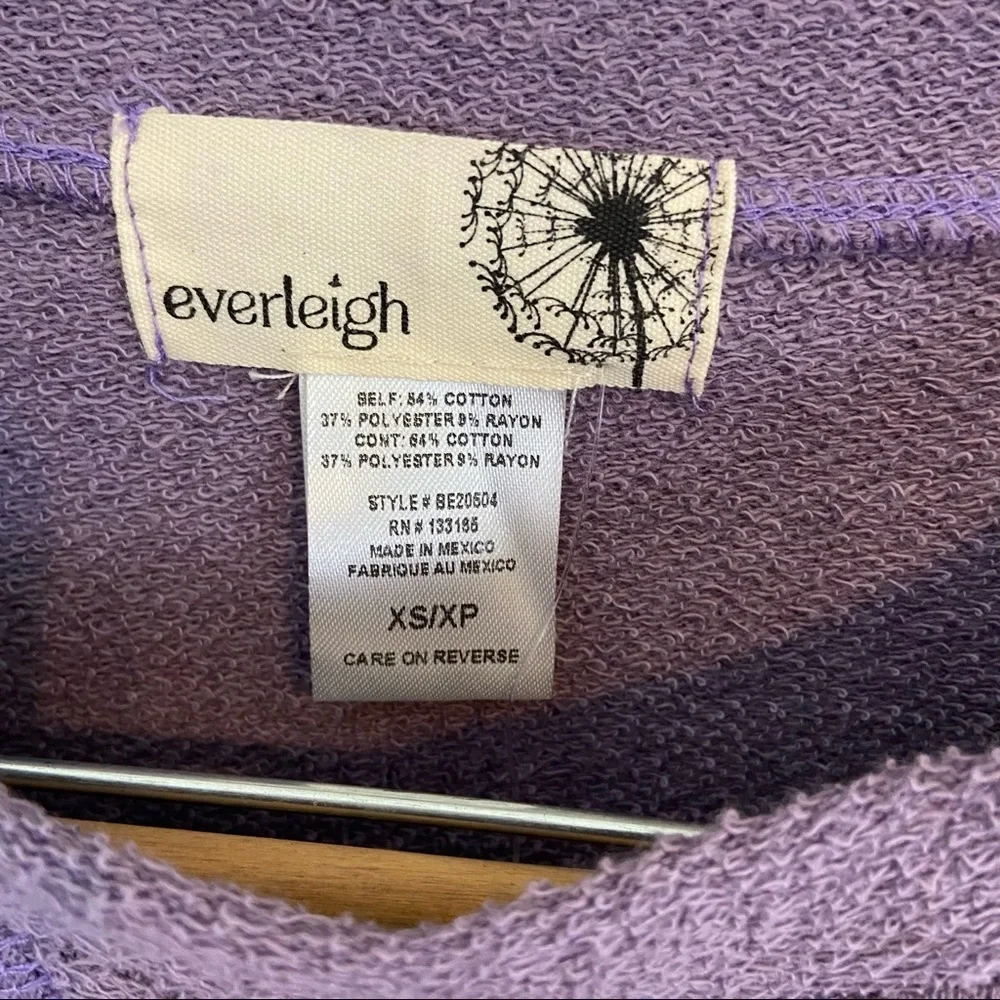 Everleigh Lavender Terry Cloth Crew Sweatshirt. Size XSmall. New With Tags.